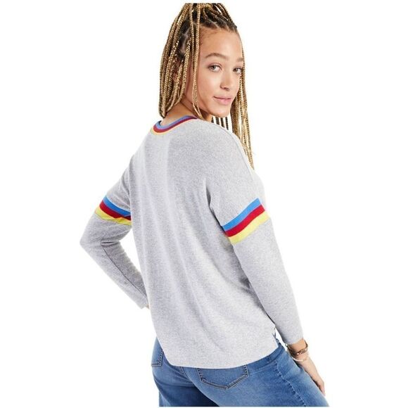 Style & Co Striped Crewneck Knit Top Light Grey Heather M - Picture 2 of 2